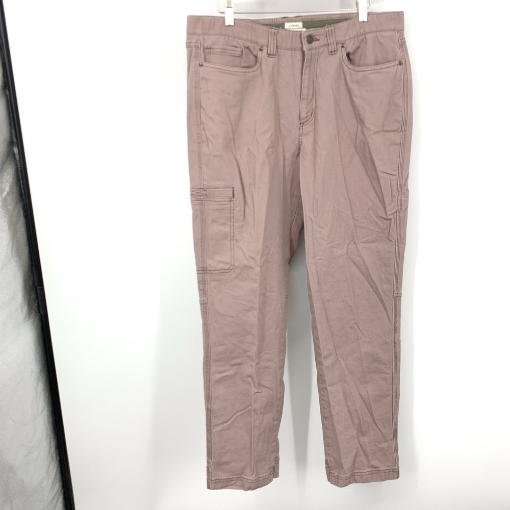 LL Bean Women Size 16 Pants Mauve Pink Khakis Chinos Slim Straight Cargo Stretch